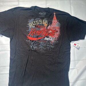 Coca Cola Shirt Mens Large Black Russia Limited Edition Graphic Print NWT